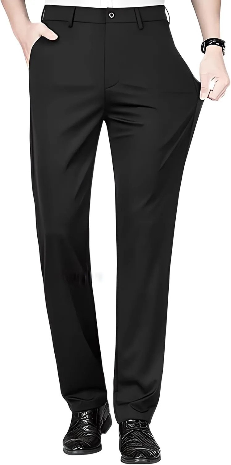Mens Stretch Dress Pants, Men's Classic Fit Casual Pants Lightweight Quick Dry Flat Front Golf Work with Pockets