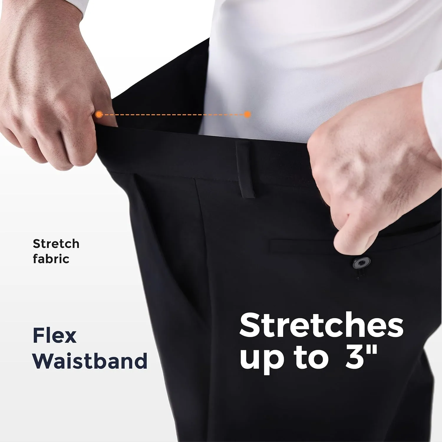 Mens Stretch Dress Pants, Men's Classic Fit Casual Pants Lightweight Quick Dry Flat Front Golf Work with Pockets