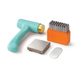 Metal Stamping KIT, 3mm UPPERCASE Sans Serif Font, ergo hammer, alphabet set, blanks, steel block, tol0807