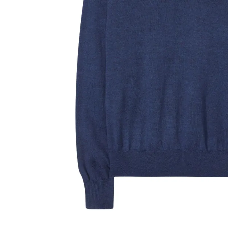 Millbreck Merino Wool Vee Neck Jumper - Indigo