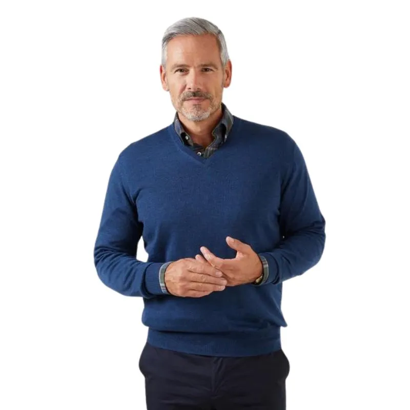 Millbreck Merino Wool Vee Neck Jumper - Indigo