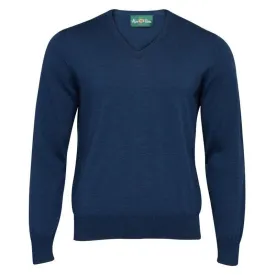 Millbreck Merino Wool Vee Neck Jumper - Indigo