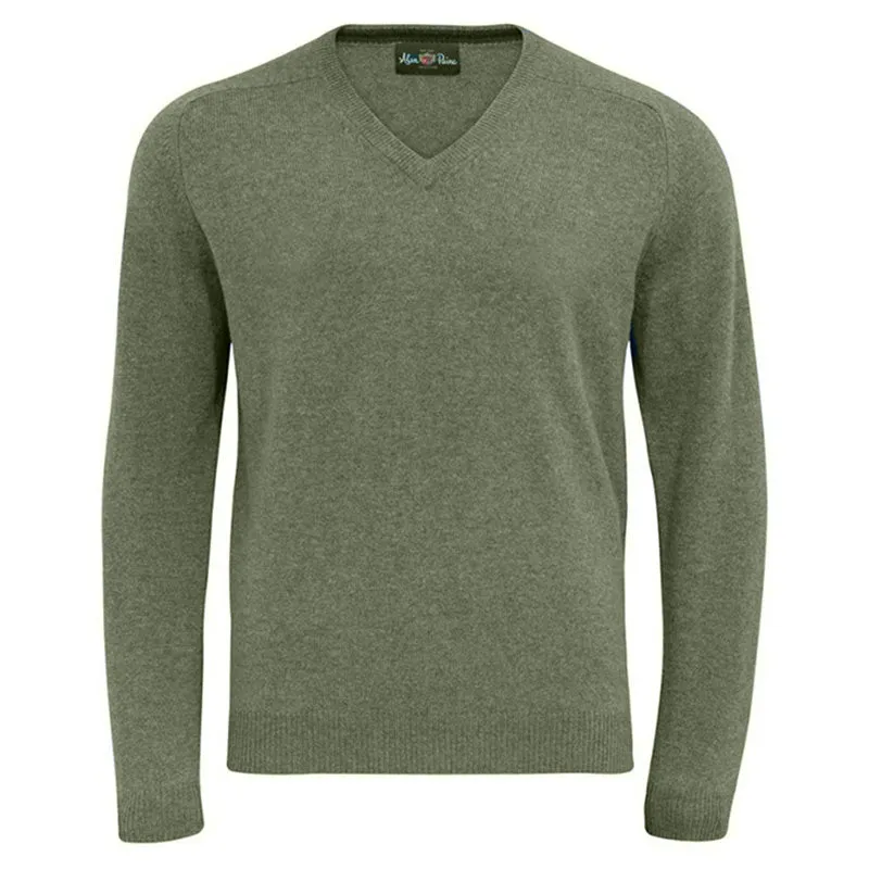 Millbreck Merino Wool Vee Neck Jumper - Seaweed