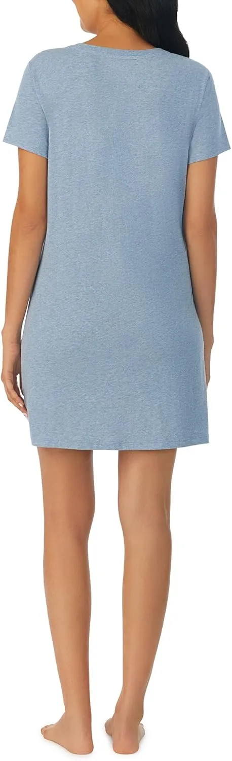 Nautica Womens Sleep Shirt Dress - Cotton Knit Jersey V-Neck Pajama Top - Lightweight & Breathable Sleepwear Loungewear