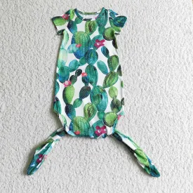 NB0007 Green Cactus Baby girls gown for sleepwear