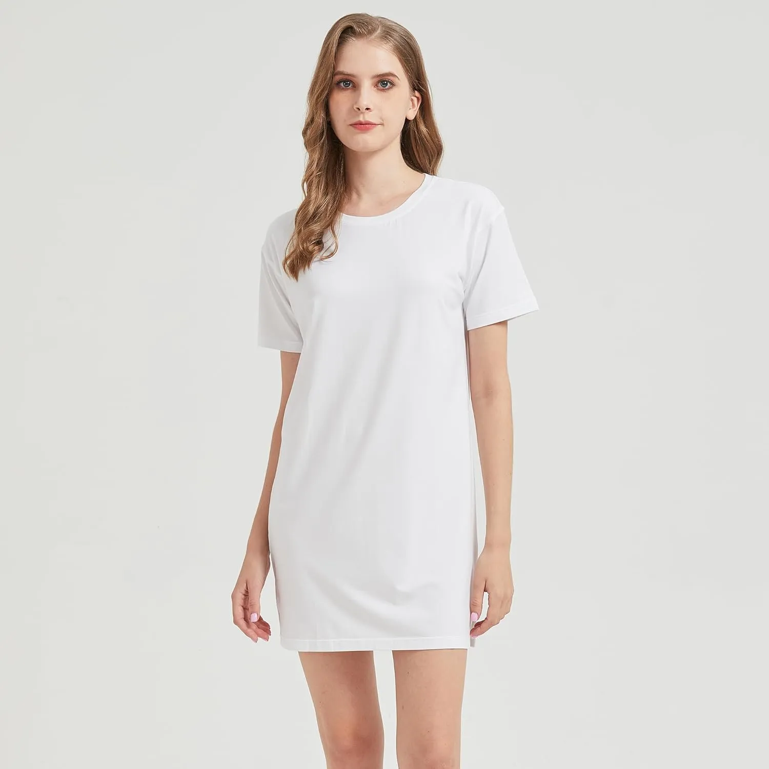 netdraw Women's Ultra Soft Bamboo Viscose Nightgowns Cooling T-Shirt Dress Pajamas Cotton Lightweight Sleepwear