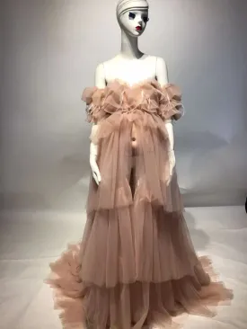 Off the shoulder tulle duster