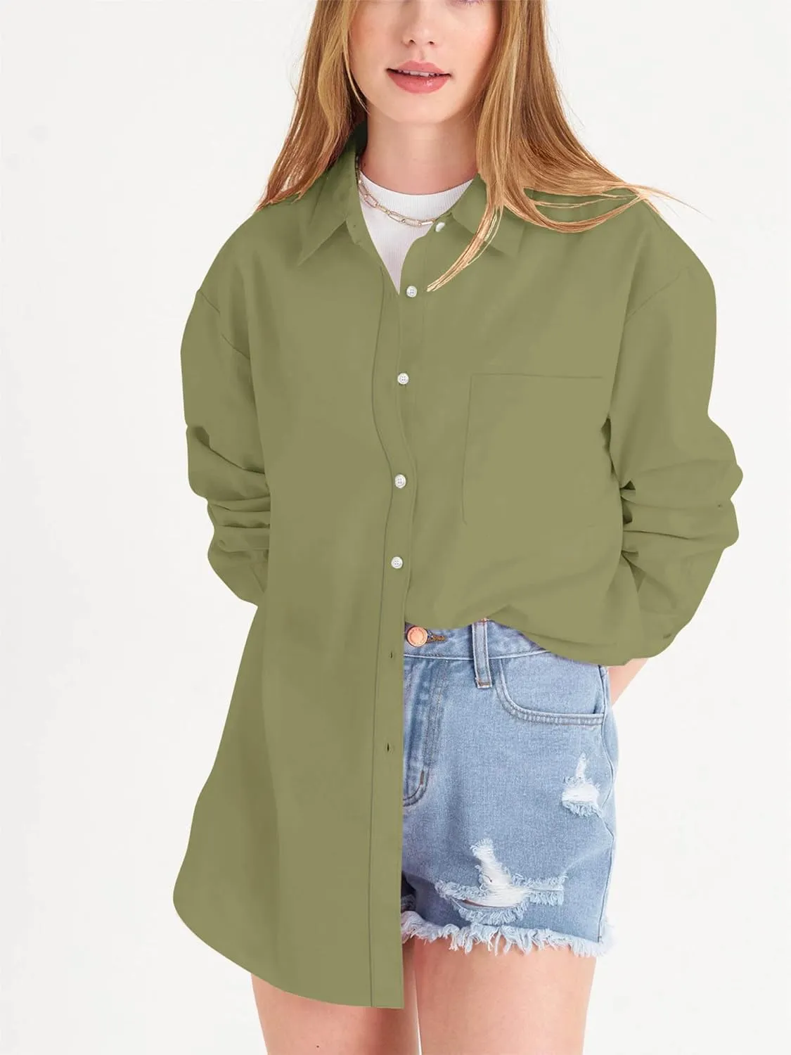 Paintcolors Womens Button Down Shirts Long Sleeve Dressy Casual Blouses Button Up Collared Shirts Tops for women