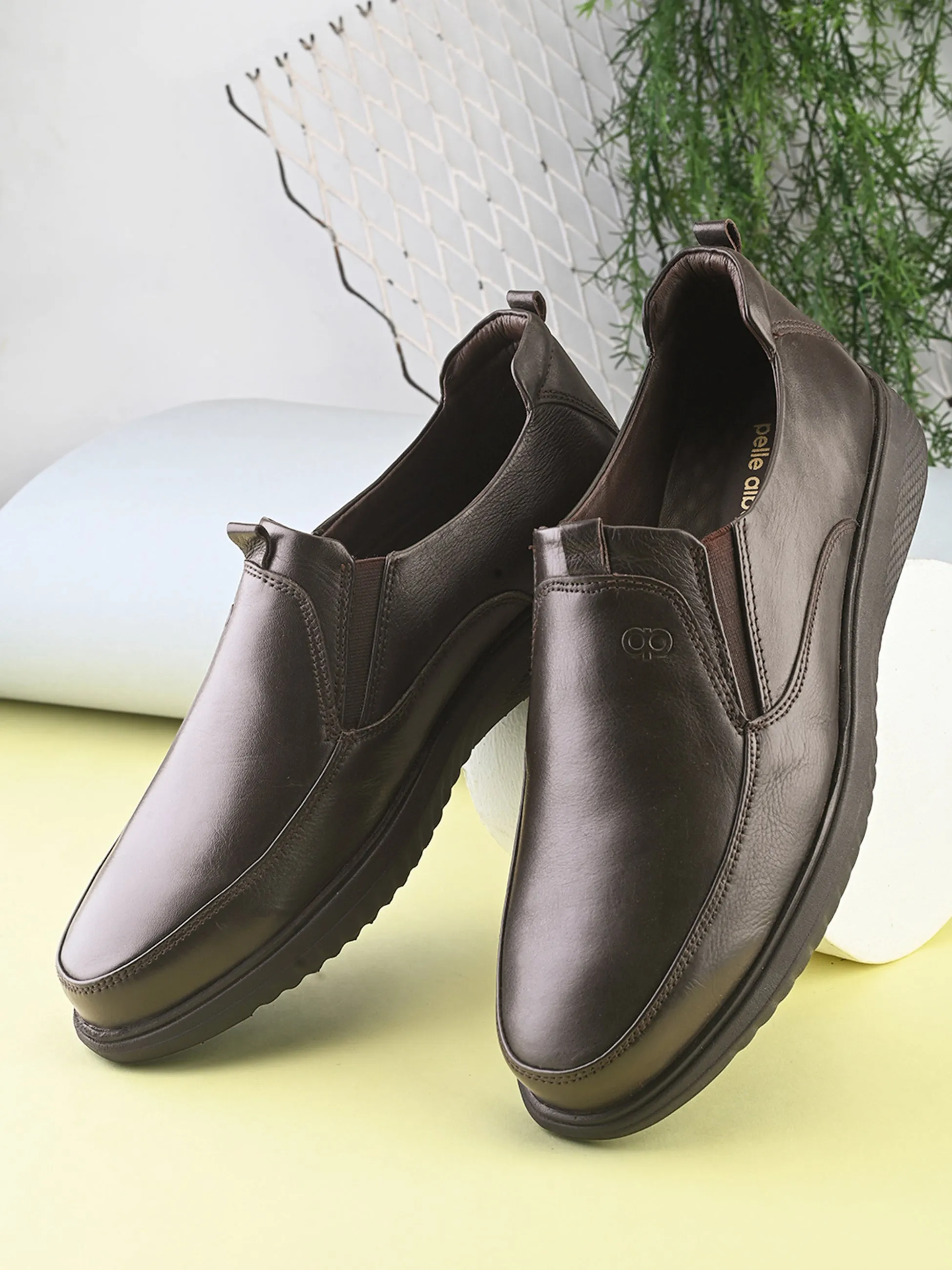 Pelle Albero Male's Brown Leather Formal Mocassion
