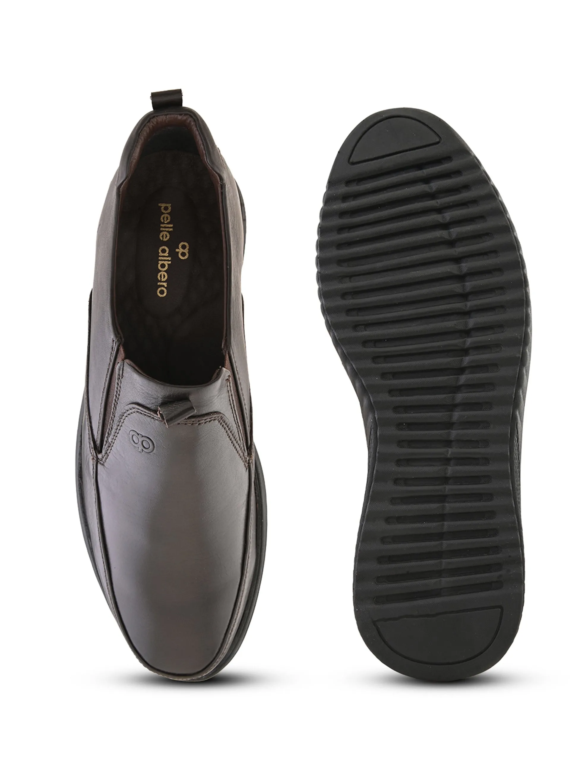 Pelle Albero Male's Brown Leather Formal Mocassion