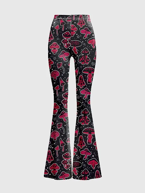 Plus Size Fairy Grunge Mushroom Flare Pants