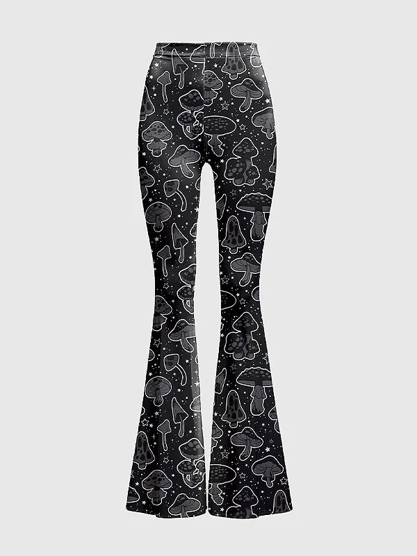 Plus Size Fairy Grunge Mushroom Flare Pants