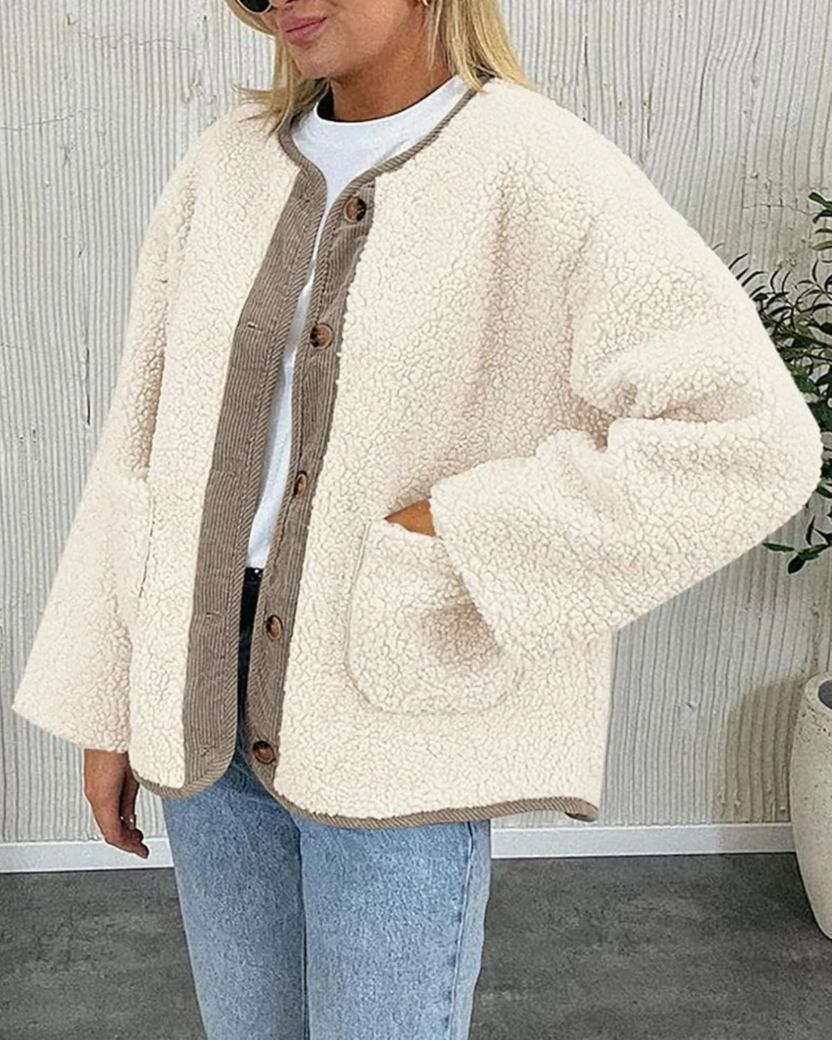 PRETTYGARDEN Women's Warm Winter Coats Casual Long Sleeve Button up Fuzzy Sherpa Fleece Jackets Outerwear