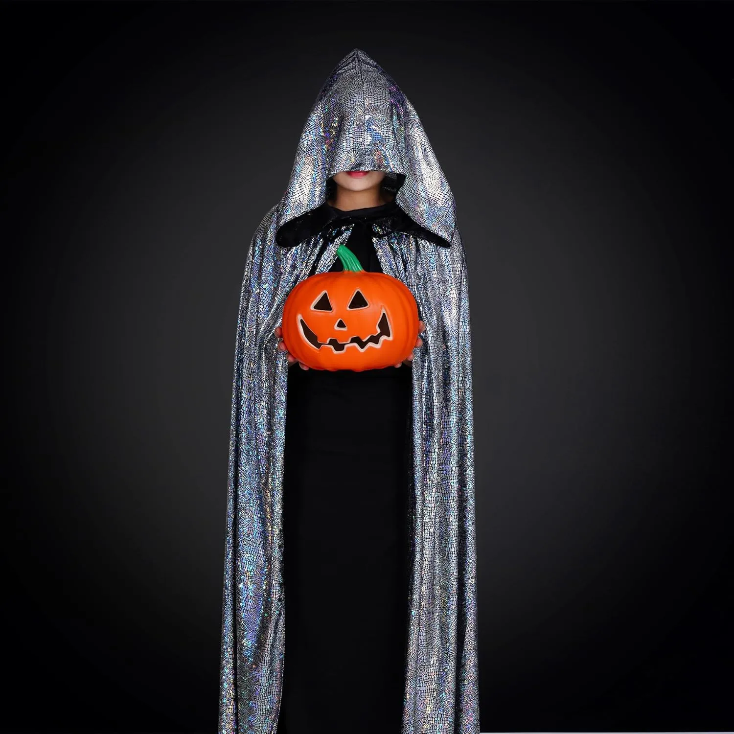 Rbenxia Shiny Hooded Cape Unisex Full Length Cloak Party Robe Cape Mardi Gras Halloween Christmas Costume for Men and Women