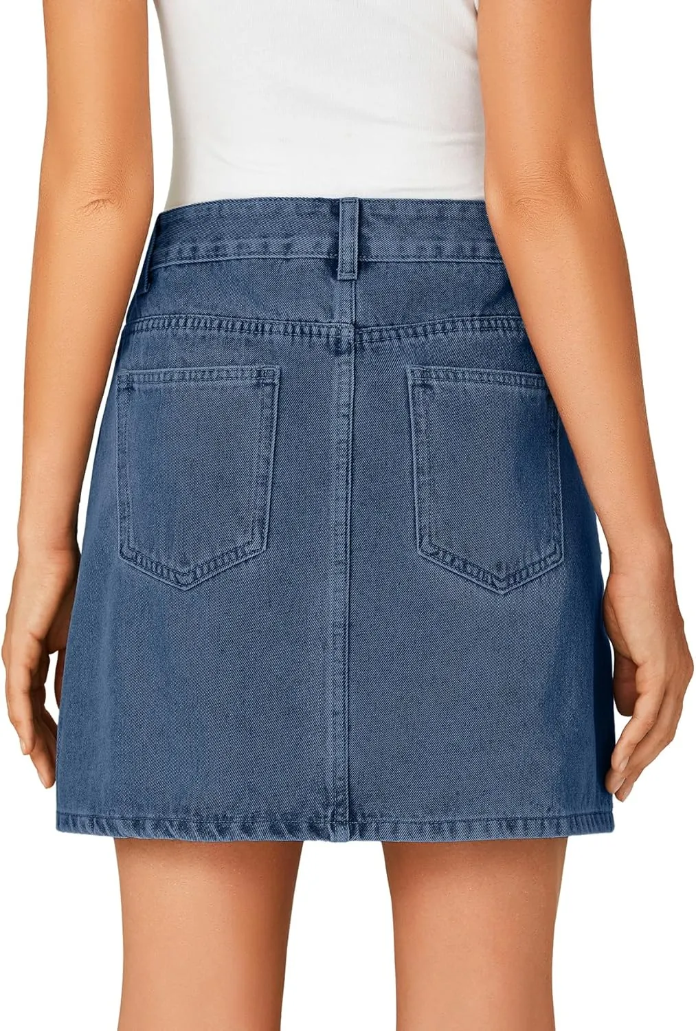 Rooscier Women's High Waisted Jean Skirt Trendy Summer Button Up Denim Mini Skirt