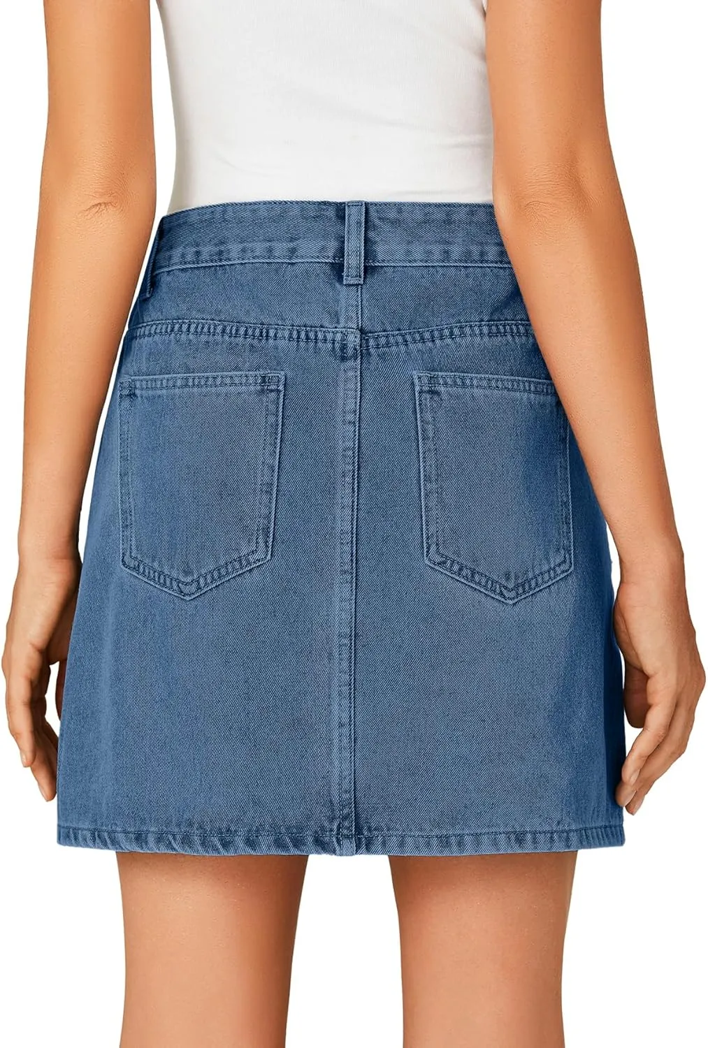 Rooscier Women's High Waisted Jean Skirt Trendy Summer Button Up Denim Mini Skirt