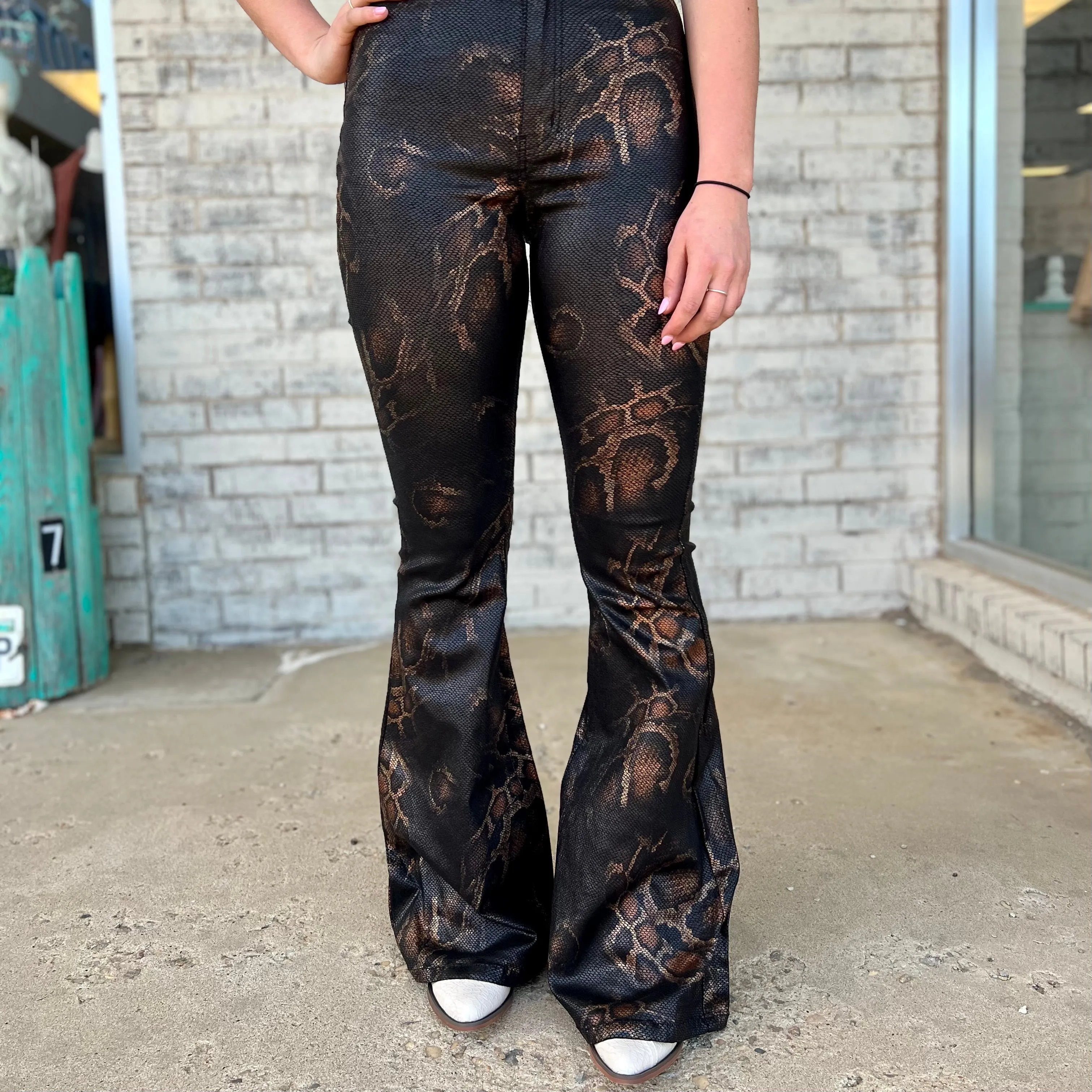 Sassy Snake Print Flares