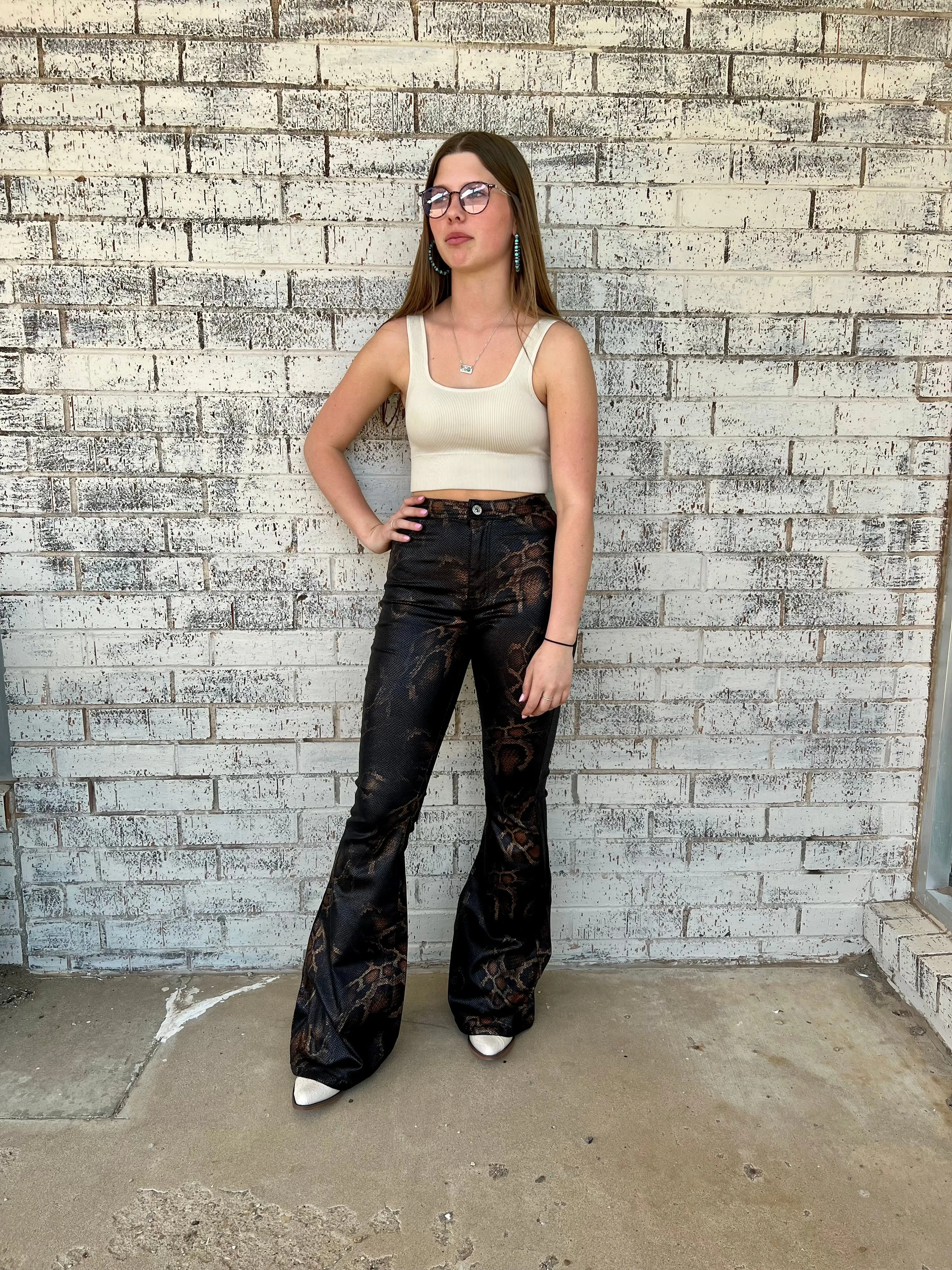 Sassy Snake Print Flares