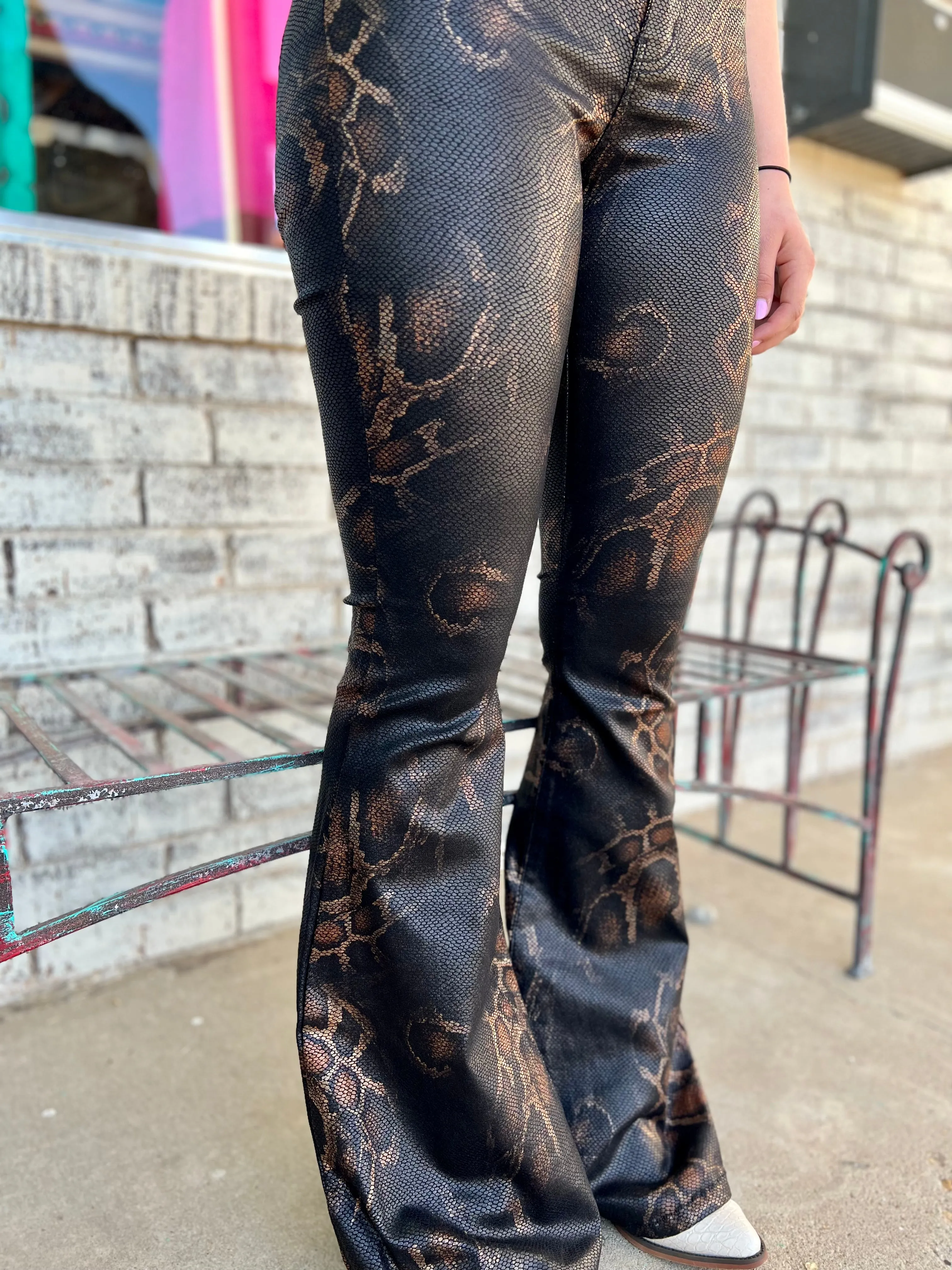 Sassy Snake Print Flares