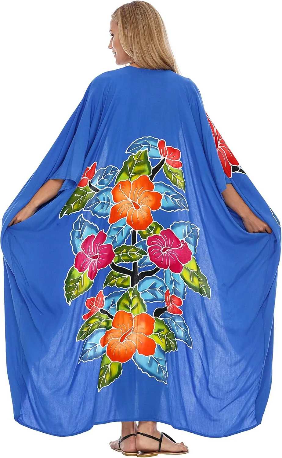 SHU-SHI Womens Kimono Cardigan Open Front Floral Robe Beach Cover Up One Size