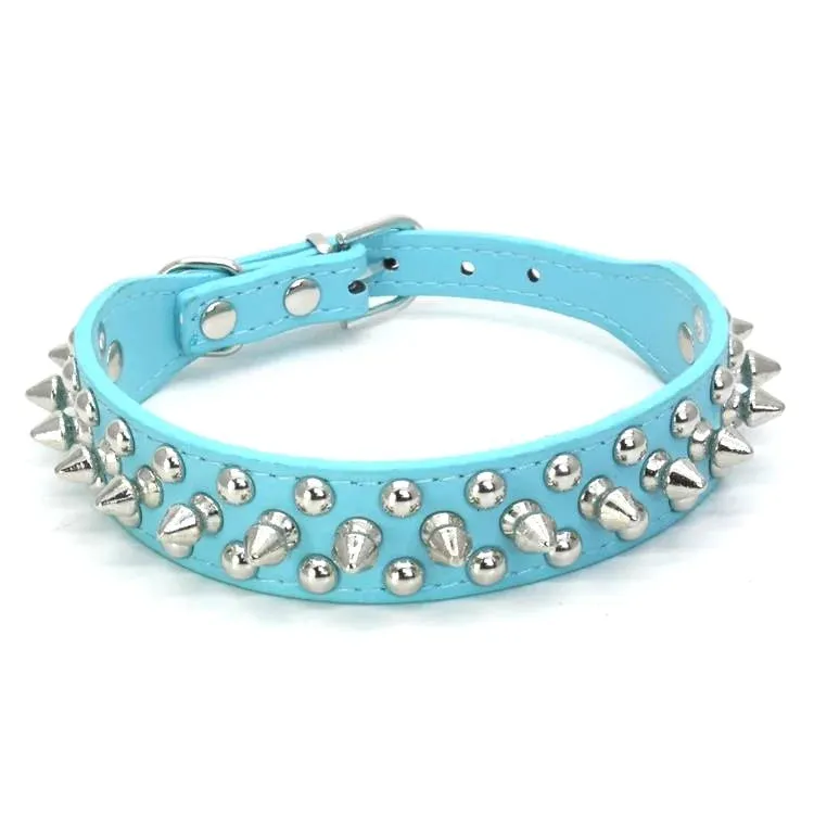 Stylish Leather Dog Collar with Punk Rivets