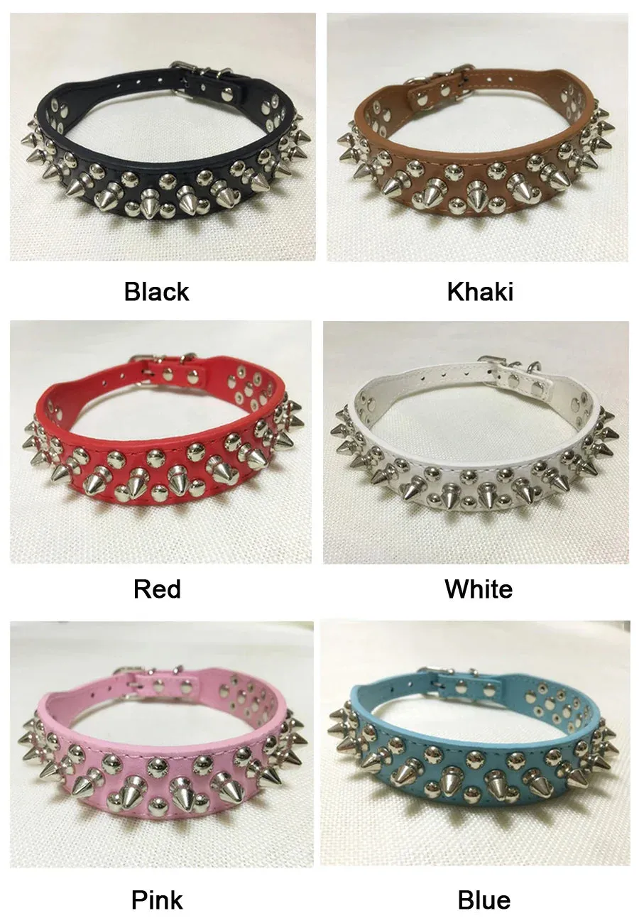 Stylish Leather Dog Collar with Punk Rivets