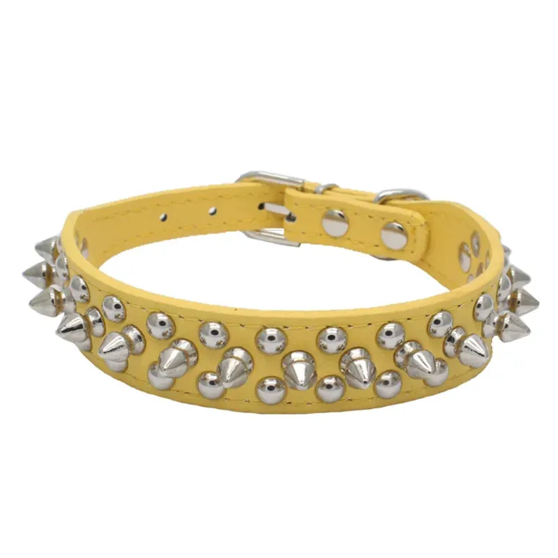 Stylish Leather Dog Collar with Punk Rivets
