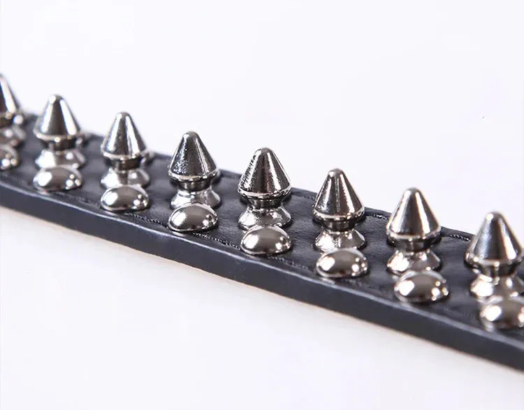 Stylish Leather Dog Collar with Punk Rivets