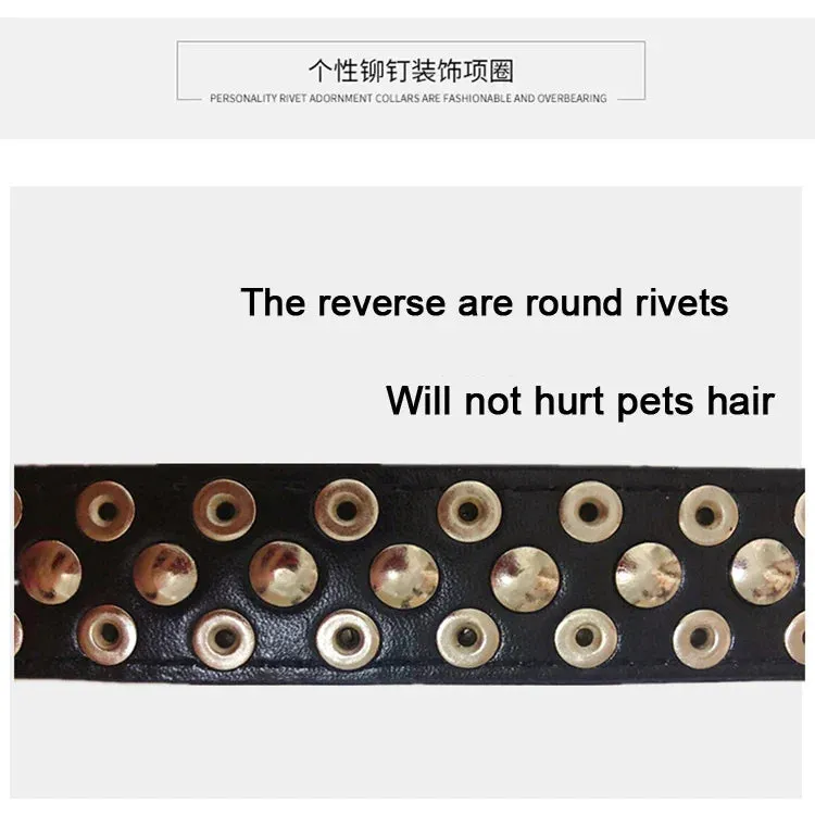 Stylish Leather Dog Collar with Punk Rivets