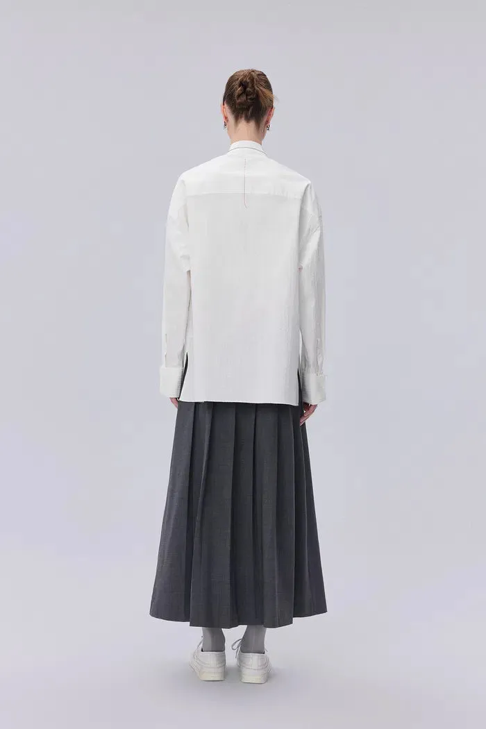Tuxedo Wing Collar Shirt in Cotton Bubble Yarn