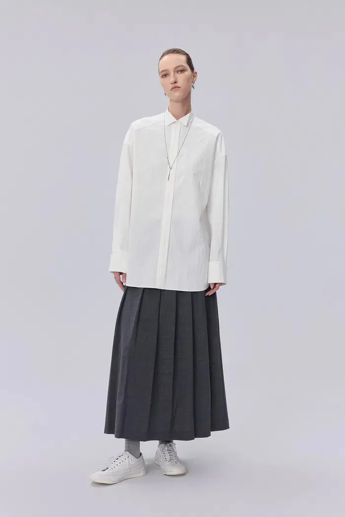 Tuxedo Wing Collar Shirt in Cotton Bubble Yarn