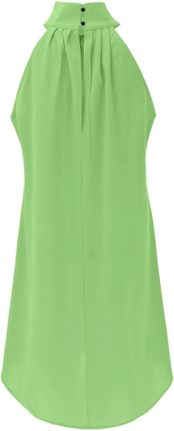 Women's Casual Tie Back Halter Neck Flared Hem Flowy Pleated Beach Sundress Sleeveless Summer A Dresses for Juniors