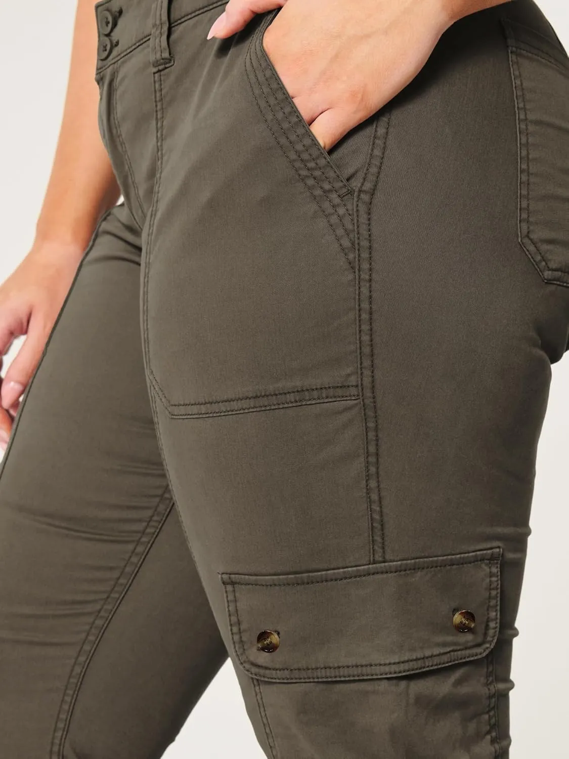 Women's Mid-Rise Relaxed Cargo Boot Pants with Side Pockets  Utility Pants for Casual, Hiking & Outdoor Activities