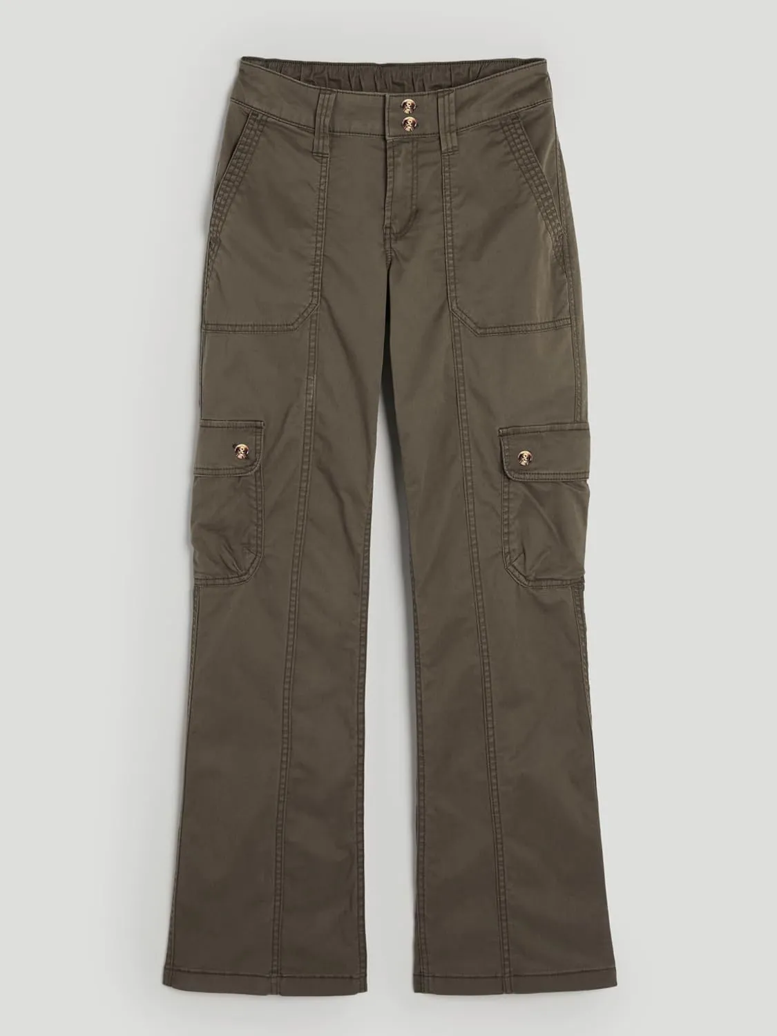 Women's Mid-Rise Relaxed Cargo Boot Pants with Side Pockets  Utility Pants for Casual, Hiking & Outdoor Activities