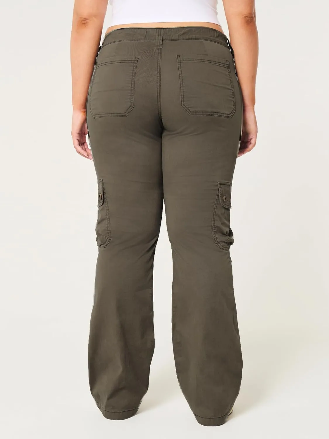 Women's Mid-Rise Relaxed Cargo Boot Pants with Side Pockets  Utility Pants for Casual, Hiking & Outdoor Activities