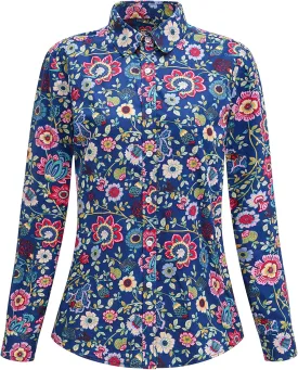 Womens Tops Casual Long Sleeve Button Up Hawaiian Shirts Elegant Work Blouses