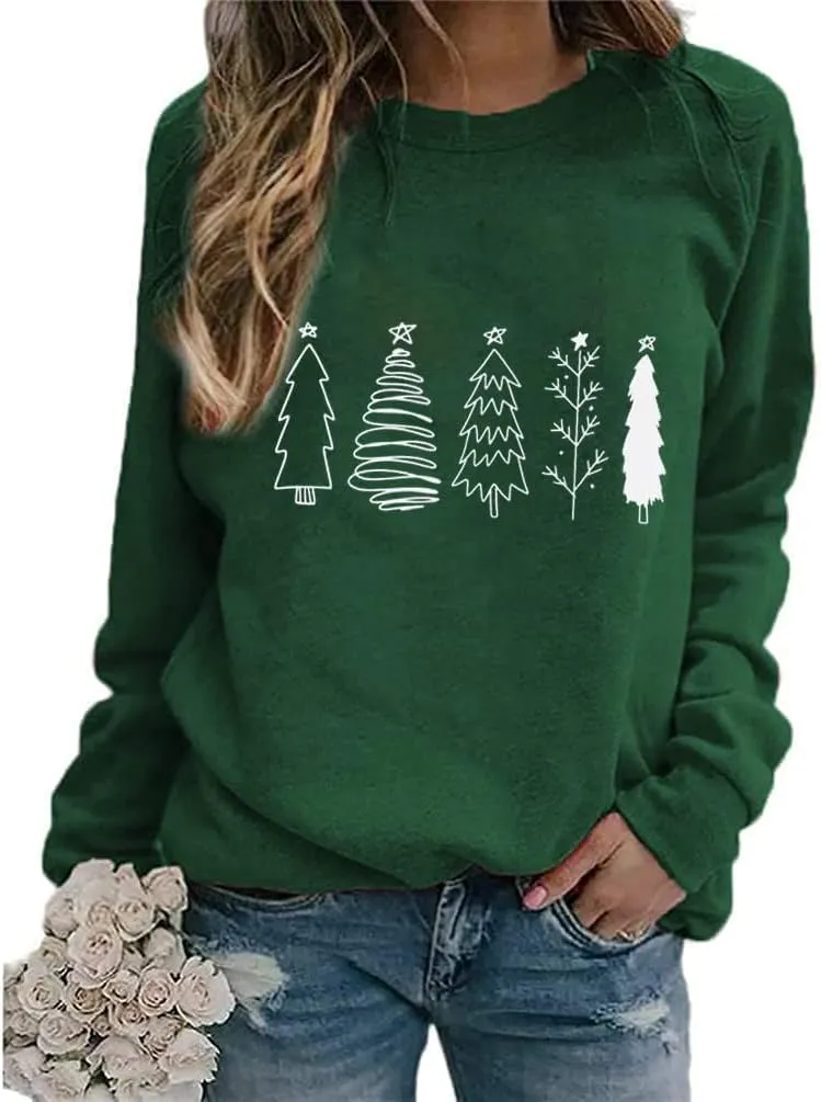 Ykomow Snowman Wine Cheers Sweatshirts Women Long Sleeve Christmas Graphic Tees Funny Xmas Tops