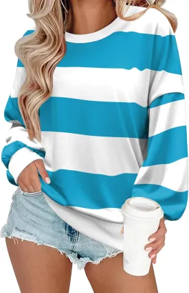 Zeagoo Women Crewneck Sweatshirts Pullover Tops Long Sleeve Shirts Loose Fit Tops Casual Fall Outfits Y2K Clothes 2024