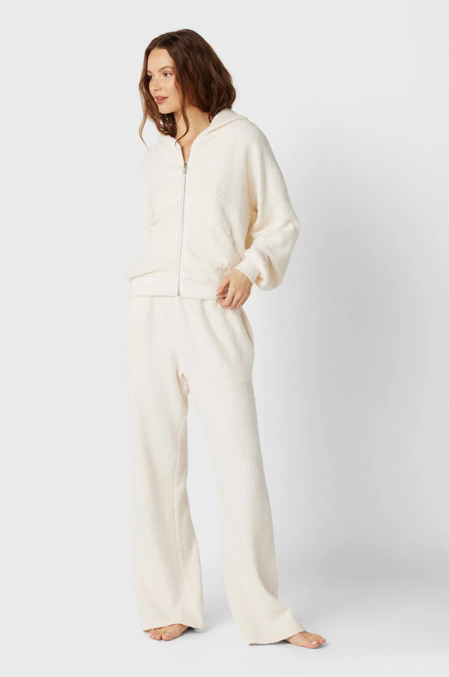 ZIP UP HOODIE IN VANILLA BOUCLÉ