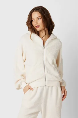 ZIP UP HOODIE IN VANILLA BOUCLÉ