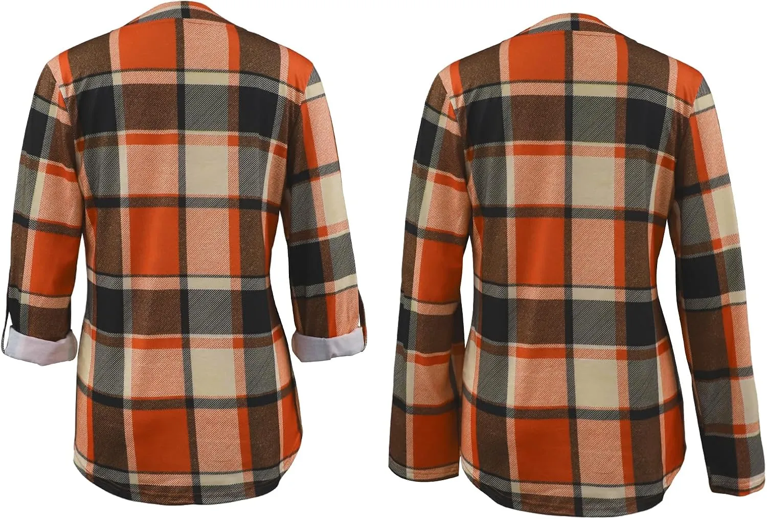 Zyyfly Womens Plaid Shirts Dressy Cuffed Long Sleeve Tops Casual Work Blouses